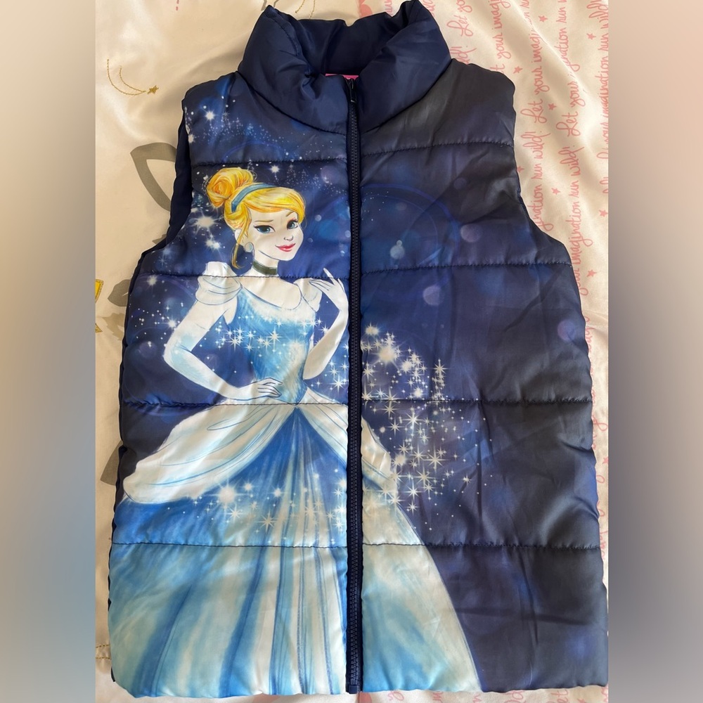 6, Disney Blue Cinderella Puffer Vest